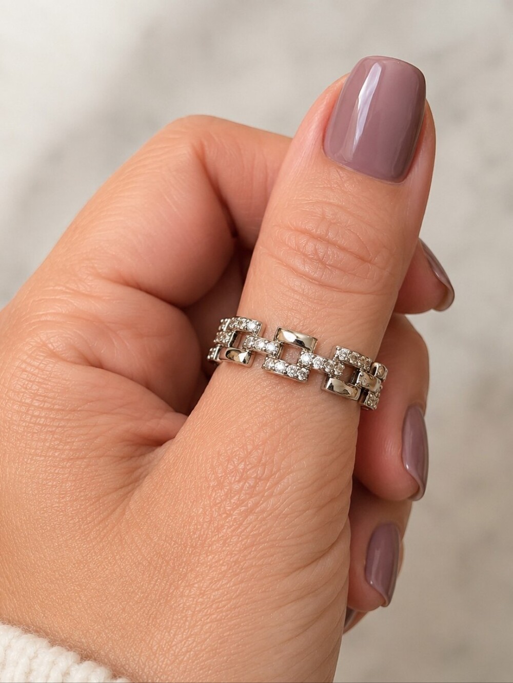 Bomb Party Magical Links Smokey Topaz CZ Rhodium Plated Thumb Ring NWT Size 10